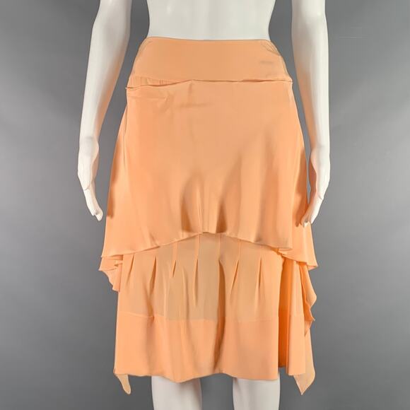 CHANEL Size 4 Orange Sorbet Silk Layered Skirt - Picture 1 of 6